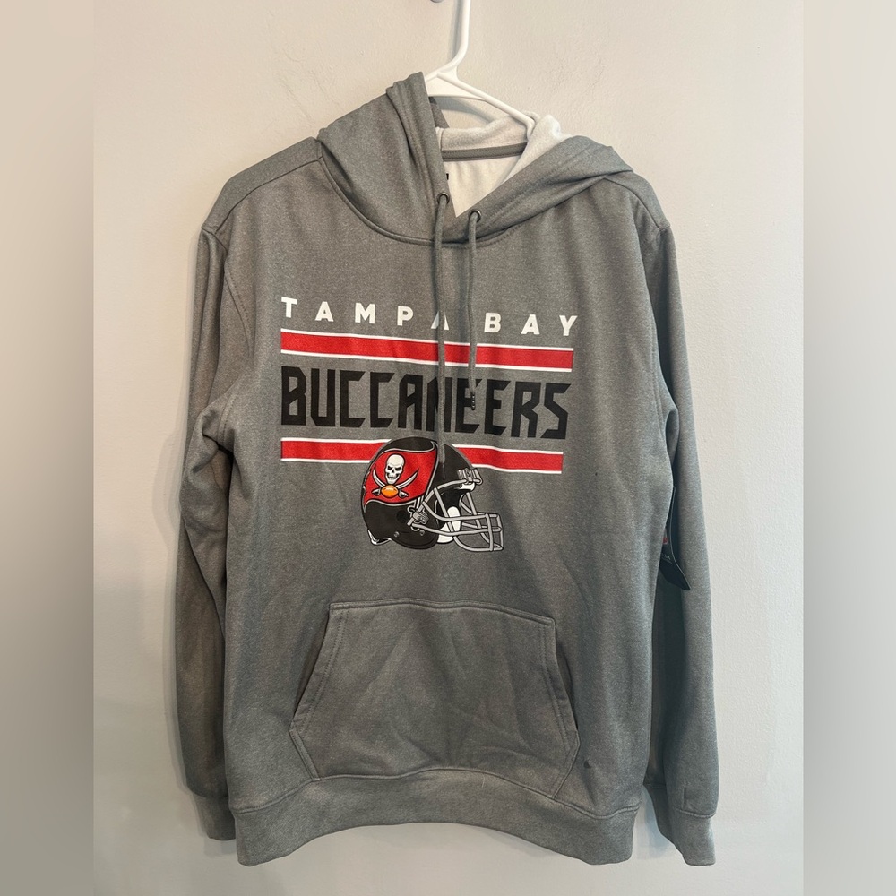 New Mens NFL Team Tampa Bay Buccaneers Hoodie Sweatshirt Sweater Gray‎ M NWT